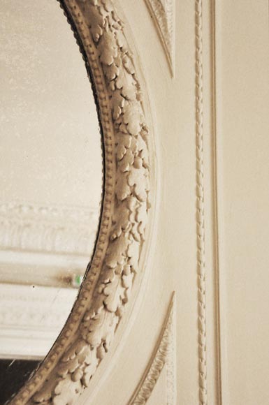 Trumeau ancien de style Louis XVI au miroir ovale-2