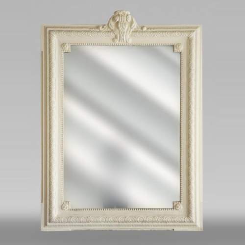 Petit trumeau peint en blanc aux rosaces