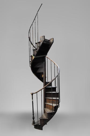 Rare escalier en colimaçon en chêne, XIXè siècle-1
