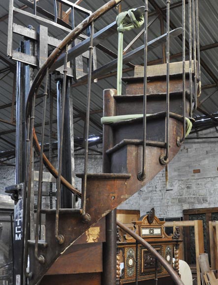 Rare escalier en colimaçon en chêne, XIXè siècle-9