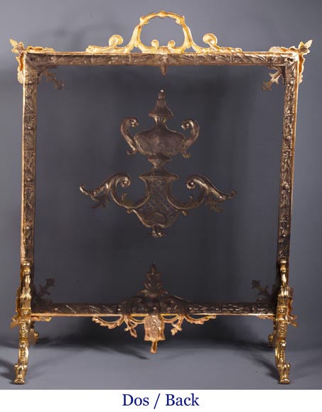 Pare-étincelles ancien de style Napoléon III à décor d'un vase-7