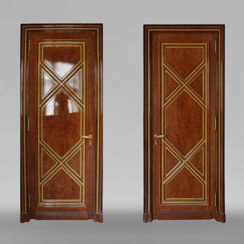 Paire de portes en trompe l'oeil de bois de style Art Déco, fin du XXe siècle