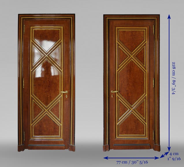 Paire de portes en trompe l'oeil de bois de style Art Déco, fin du XXe siècle -12
