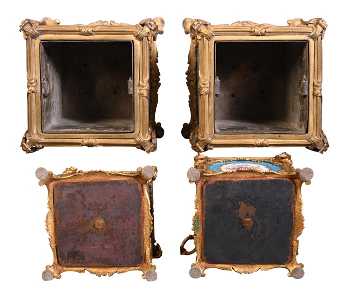Alfred-Emmanuel-Louis Beurdeley (att.), paire de petites caisses à oranger en porcelaine peinte et bronze doré.-8