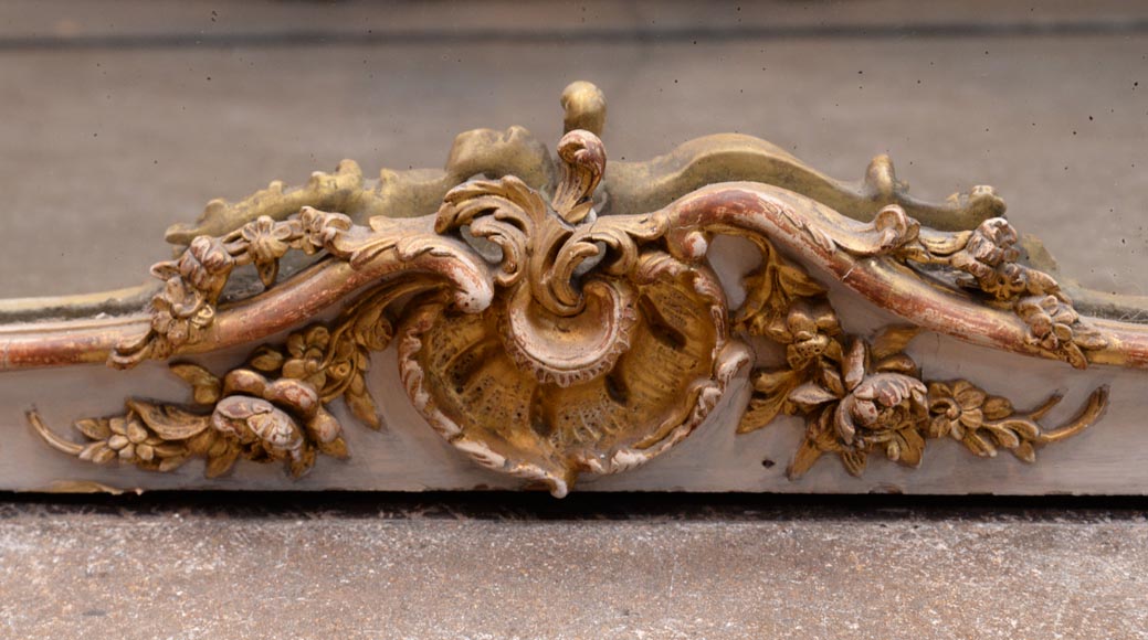 Très riche trumeau de style Louis XV en bois et stuc doré-6
