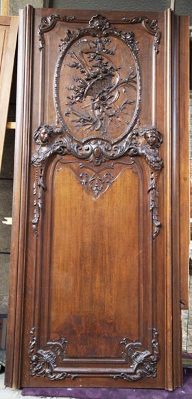 Important ensemble de panneaux de boiserie en chêne sculpté fin du XIXe siècle-1