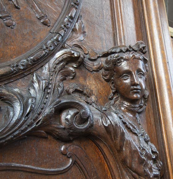 Important ensemble de panneaux de boiserie en chêne sculpté fin du XIXe siècle-5