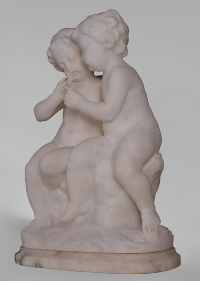 Guglielmo Pugi 1850 1915 Sculpture En Albatre Aux Enfants Amoureux Sculpture Guglielmo Pugi 1850 1915 Sculpture En Albatre Aux Enfants Amoureux Sculpture