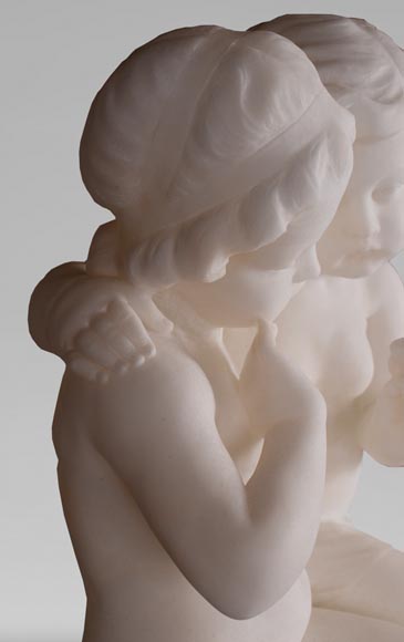Guglielmo Pugi 1850 1915 Sculpture En Albatre Aux Enfants Amoureux Sculpture Guglielmo Pugi 1850 1915 Sculpture En Albatre Aux Enfants Amoureux Sculpture