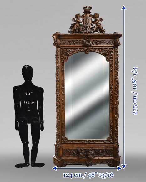 TAHAN (attribué à) — Importante armoire à glace en noyer sculpté à décor naturaliste TAHAN (attribué à) — Importante armoire à glace en noyer sculpté à décor naturaliste-19