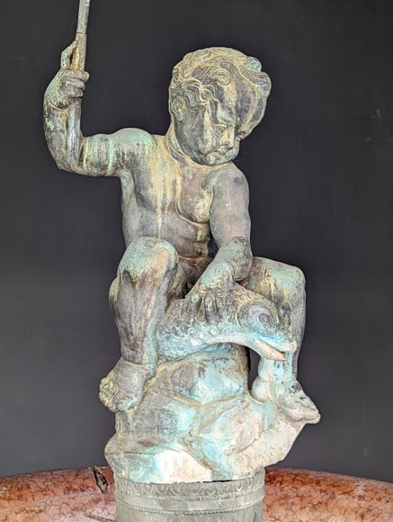 Fontaine italienne de style Napoléon III en bronze et marbre rouge de Vérone-2