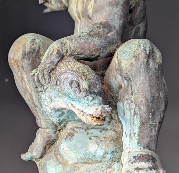 Fontaine italienne de style Napoléon III en bronze et marbre rouge de Vérone-3