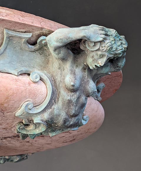 Fontaine italienne de style Napoléon III en bronze et marbre rouge de Vérone-6