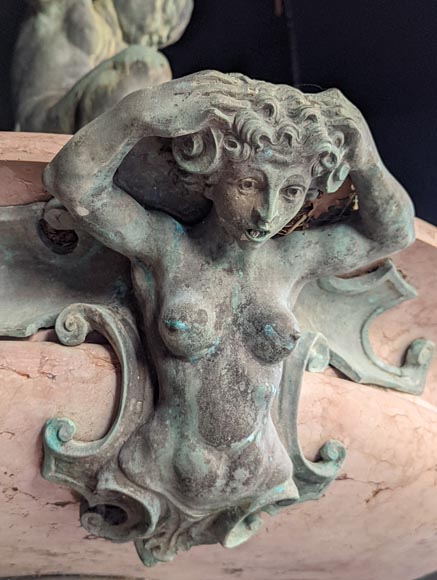 Fontaine italienne de style Napoléon III en bronze et marbre rouge de Vérone-7