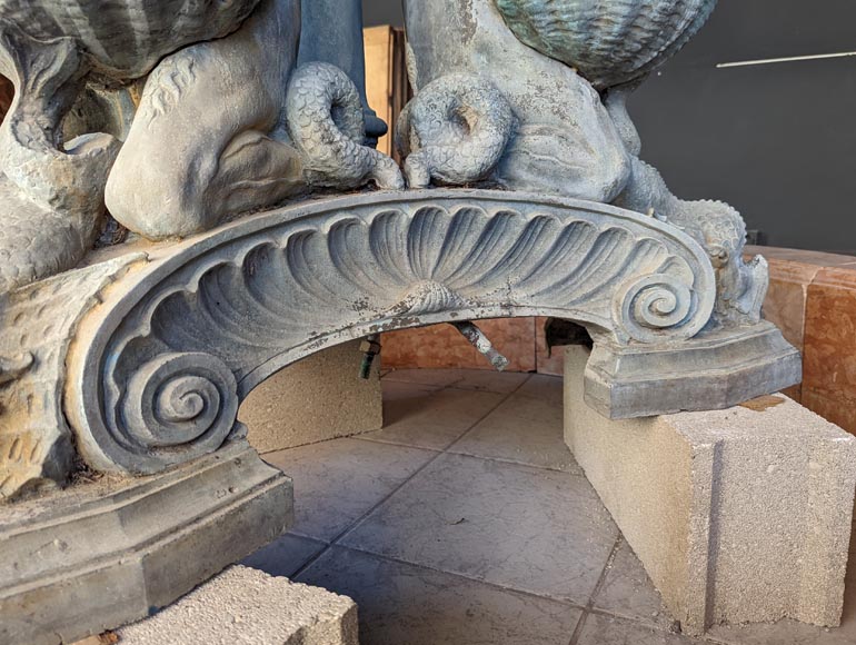 Fontaine italienne de style Napoléon III en bronze et marbre rouge de Vérone-11