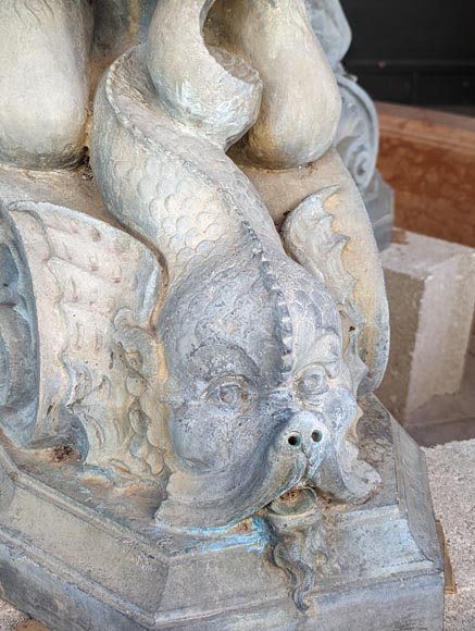 Fontaine italienne de style Napoléon III en bronze et marbre rouge de Vérone-13