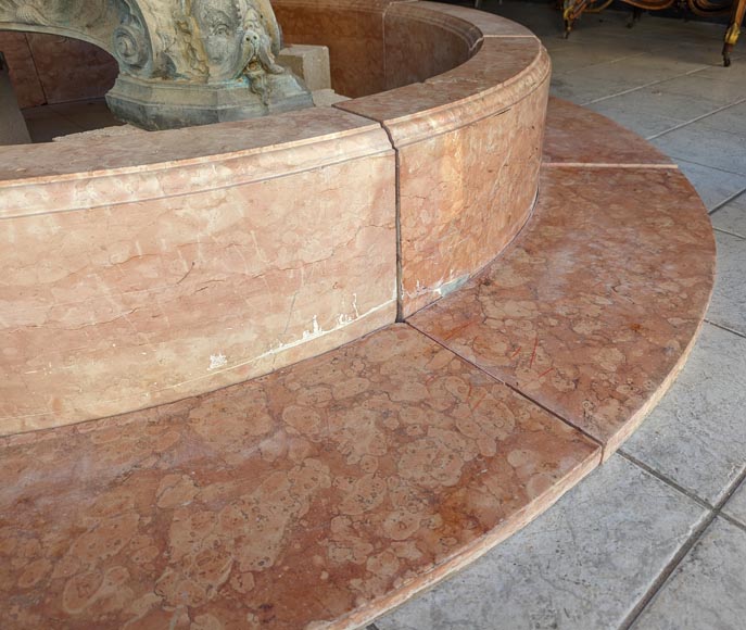 Fontaine italienne de style Napoléon III en bronze et marbre rouge de Vérone-15
