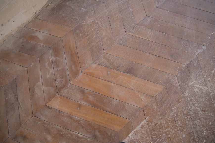 Lot de 18 m2 de parquet ancien Point de Hongrie en chêne-0