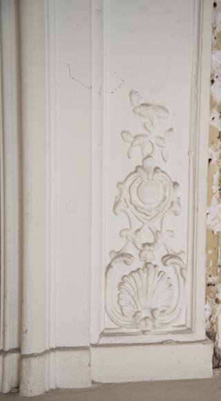 Trumeau ancien de style Louis XV sculpté d'une belle coquille feuillagée-6