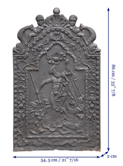 Plaque de cheminée Néo-Renaissance figurant Neptune, XIXe siècle-8