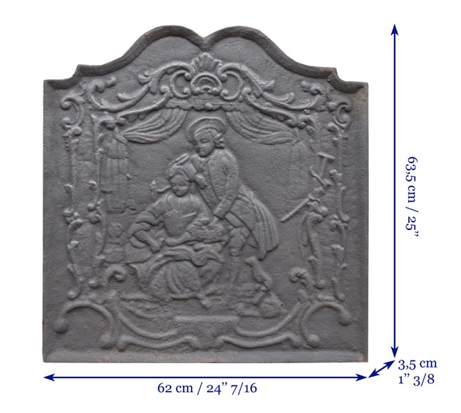 Plaque de cheminée en fonte au couple de nobles, XXe siècle-6