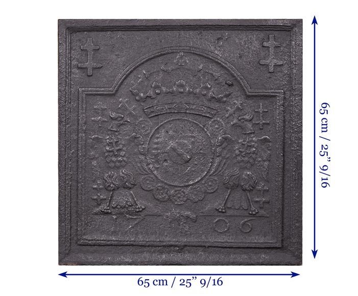 Plaque de cheminée en frontaux armes de Lorraine, datée 1706-8