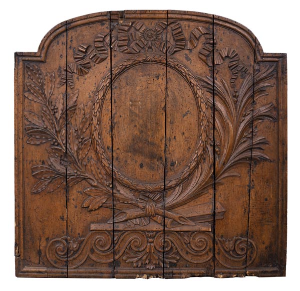 Matrice de plaque de cheminée en noyer d'époque Louis XVI Matrice de plaque de cheminée en noyer d'époque Louis XVI-0