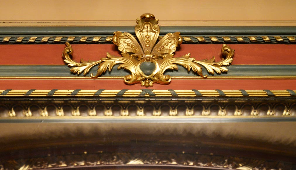 Trumeau ancien de style Louis XVI en bois polychrome et doré-1