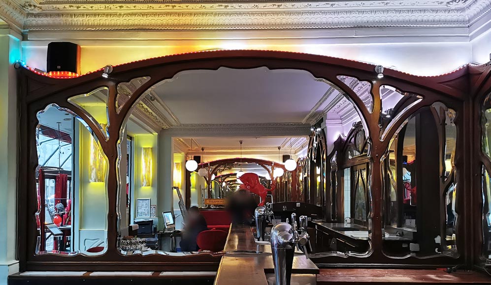 Boiserie Art Nouveau en acajou provenant du café Barjot à Paris, 1905-3