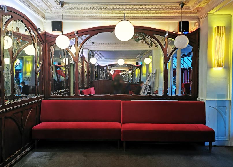 Boiserie Art Nouveau en acajou provenant du café Barjot à Paris, 1905-4