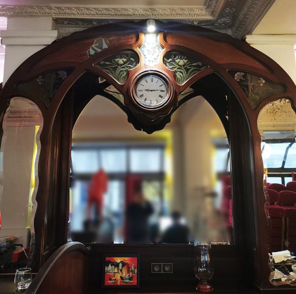 Boiserie Art Nouveau en acajou provenant du café Barjot à Paris, 1905-11