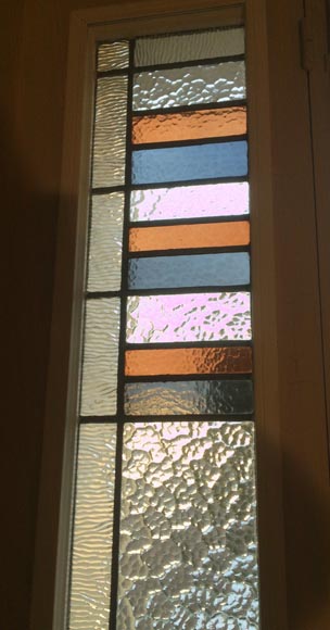 Petite fenêtre en vitrail motif Art Déco, vers 1940-3