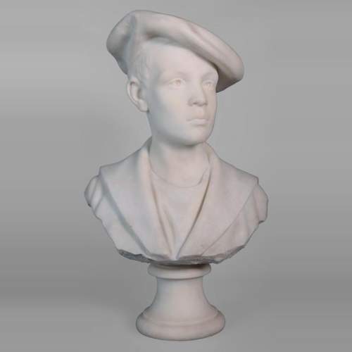 Ettore XIMENES (1855-1926) (attr. à),« Garçon au béret », Buste en marbre de Carrare, deuxième moitié du XIXe siècle