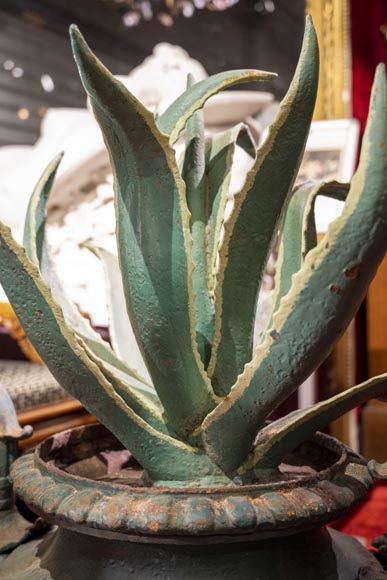 Paire de vases en fonte avec des agaves-4