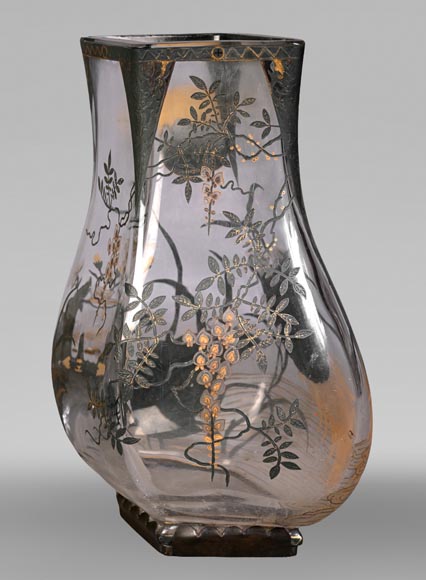 Escalier de CRISTAL, vase balustre sur socle en bronze et paire de vases bambou en cristal Escalier de CRISTAL, vase balustre sur socle en bronze et paire de vases bambou en cristal-4