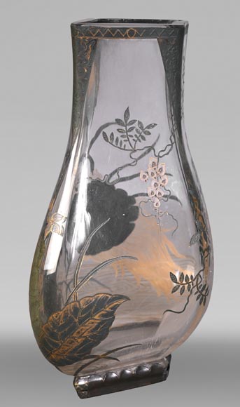 Escalier de CRISTAL, vase balustre sur socle en bronze et paire de vases bambou en cristal Escalier de CRISTAL, vase balustre sur socle en bronze et paire de vases bambou en cristal-5