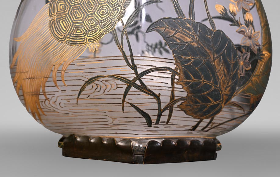Escalier de CRISTAL, vase balustre sur socle en bronze et paire de vases bambou en cristal Escalier de CRISTAL, vase balustre sur socle en bronze et paire de vases bambou en cristal-8