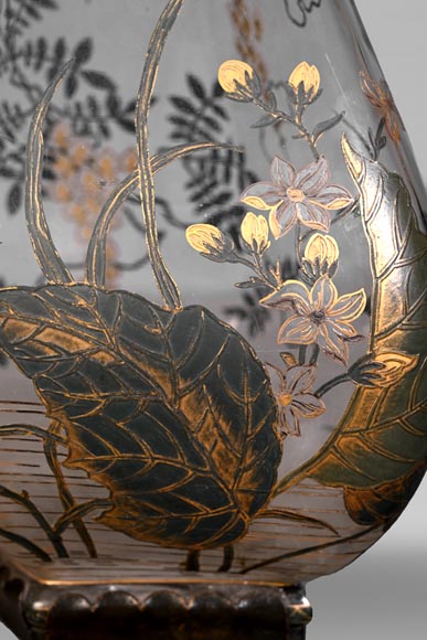 Escalier de CRISTAL, vase balustre sur socle en bronze et paire de vases bambou en cristal Escalier de CRISTAL, vase balustre sur socle en bronze et paire de vases bambou en cristal-9