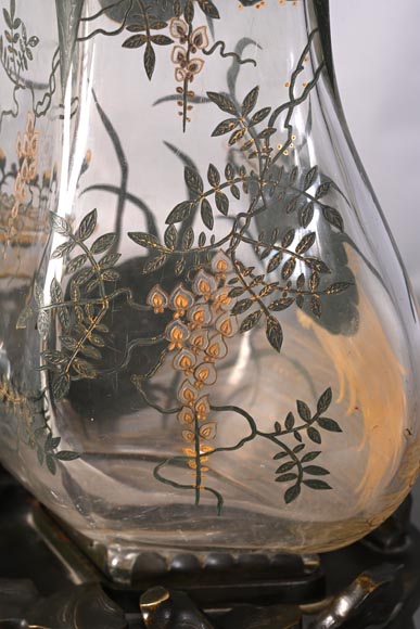 Escalier de CRISTAL, vase balustre sur socle en bronze et paire de vases bambou en cristal Escalier de CRISTAL, vase balustre sur socle en bronze et paire de vases bambou en cristal-10
