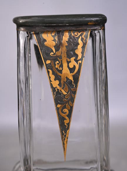 Escalier de CRISTAL, vase balustre sur socle en bronze et paire de vases bambou en cristal Escalier de CRISTAL, vase balustre sur socle en bronze et paire de vases bambou en cristal-14