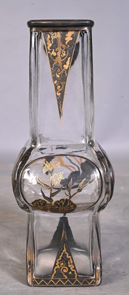 Escalier de CRISTAL, vase balustre sur socle en bronze et paire de vases bambou en cristal Escalier de CRISTAL, vase balustre sur socle en bronze et paire de vases bambou en cristal-21