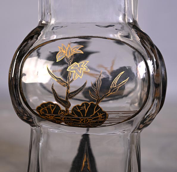 Escalier de CRISTAL, vase balustre sur socle en bronze et paire de vases bambou en cristal Escalier de CRISTAL, vase balustre sur socle en bronze et paire de vases bambou en cristal-22