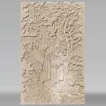 Dans le goût d'Armand Albert Rateau (1882-1938) Ensemble comprenant une baignoire et un bas-relief en plâtre, fin du XXe siècle. 