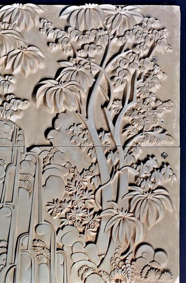 Dans le goût d'Armand Albert Rateau (1882-1938) Ensemble comprenant une baignoire et un bas-relief en plâtre, fin du XXe siècle. -6