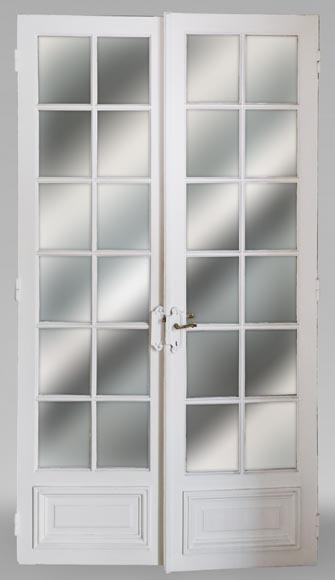 Double porte en bois à carreaux aux miroirs-0