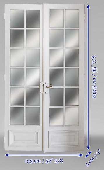 Double porte en bois à carreaux aux miroirs-7