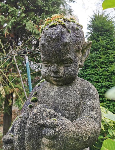 Statue d'un jeune faune musicien en pierre composite, début du XXe siècle-5