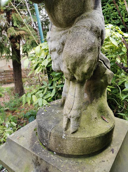 Statue d'un jeune faune musicien en pierre composite, début du XXe siècle-6