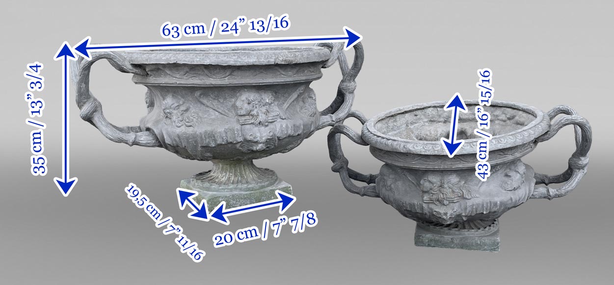 Paire de vases en plomb d'après le Vase de Warwick-8