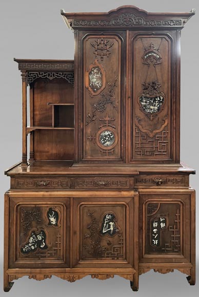 Gabriel VIARDOT, Meuble de présentation à décor incrusté de nacre, Deuxième moitié du XIXe siècle-0